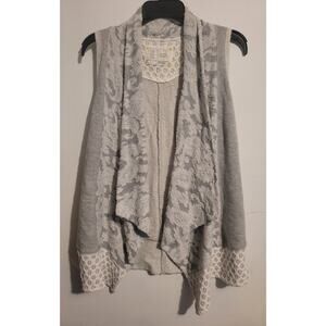 Anthropologie Saturday/Sunday Vest Open Front Cardigan Lace Boho Draped Flowy
